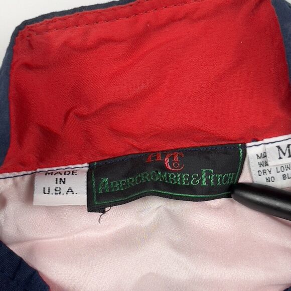 Vintage Abercrombie & Fitch Jacket Adult Navy Red Zip Up Made In USA Medium - Picture 6 of 11
